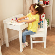Child's Lift-Top Desk & Chair - White T4