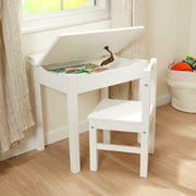 Child's Lift-Top Desk & Chair - White T4