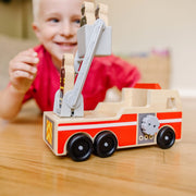 Classic Wooden Fire Truck Play Set Q6