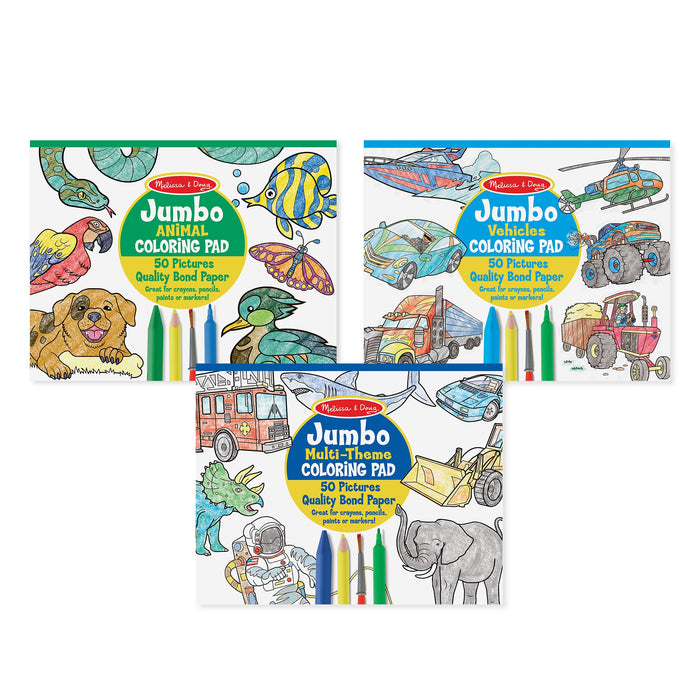 Coloring Pad 3-Pack: Animals, Vehicles, Multi-Theme S5