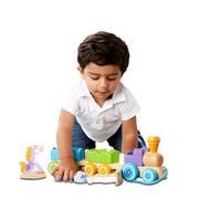 First Play Wooden Rocking Farm Animals Pull Train K9