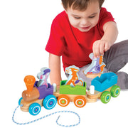 First Play Wooden Rocking Farm Animals Pull Train K9
