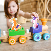 First Play Wooden Rocking Farm Animals Pull Train K9