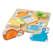 First Play Wooden Touch and Feel Puzzle Peek-a-Boo Pets With Mirror N3