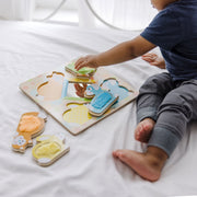 First Play Wooden Touch and Feel Puzzle Peek-a-Boo Pets With Mirror N3