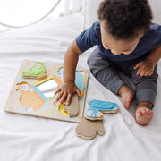 First Play Wooden Touch and Feel Puzzle Peek-a-Boo Pets With Mirror N3
