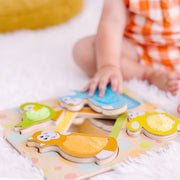 First Play Wooden Touch and Feel Puzzle Peek-a-Boo Pets With Mirror N3