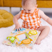 First Play Wooden Touch and Feel Puzzle Peek-a-Boo Pets With Mirror N3