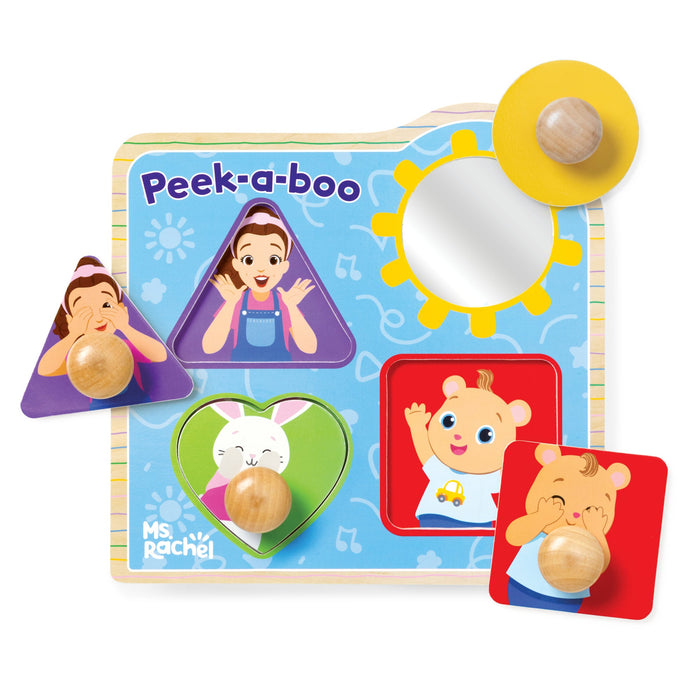 Ms. Rachel™ Wooden Peek-a-Boo Jumbo Peg Puzzle – 4 Pieces D2