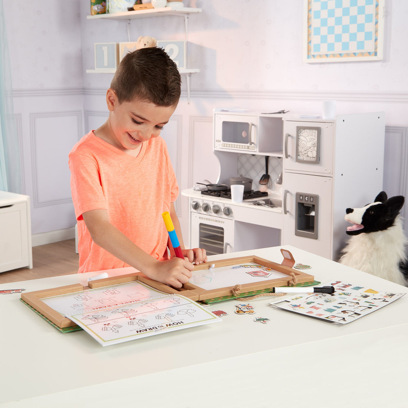 Natural Play: Play, Draw, Create Reusable Drawing & Magnet Kit – Farm Y5
