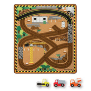 Round the Construction Zone Work Site Rug & Vehicle Set D9