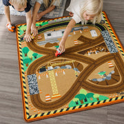 Round the Construction Zone Work Site Rug & Vehicle Set D9