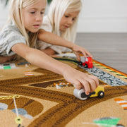 Round the Construction Zone Work Site Rug & Vehicle Set D9