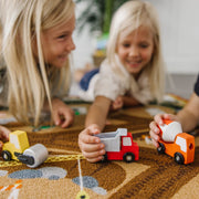 Round the Construction Zone Work Site Rug & Vehicle Set D9