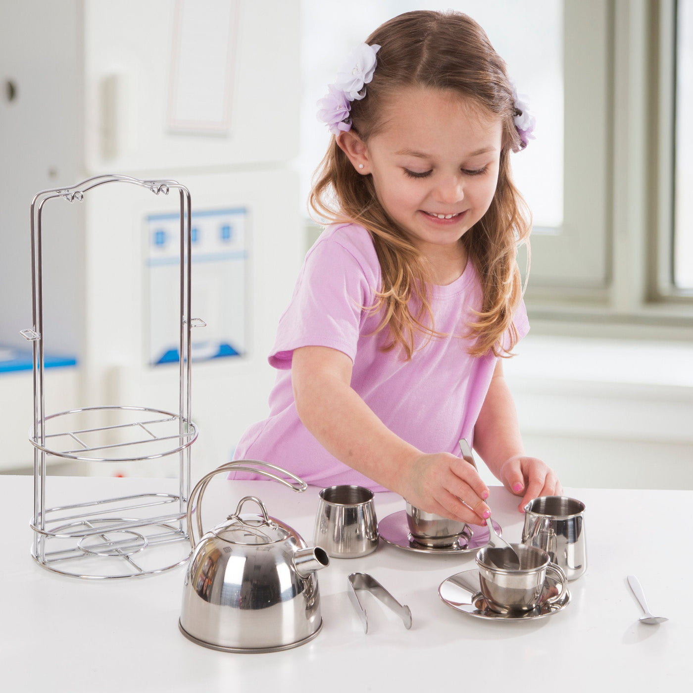 Stainless Steel Tea Set with Storage Stand N9