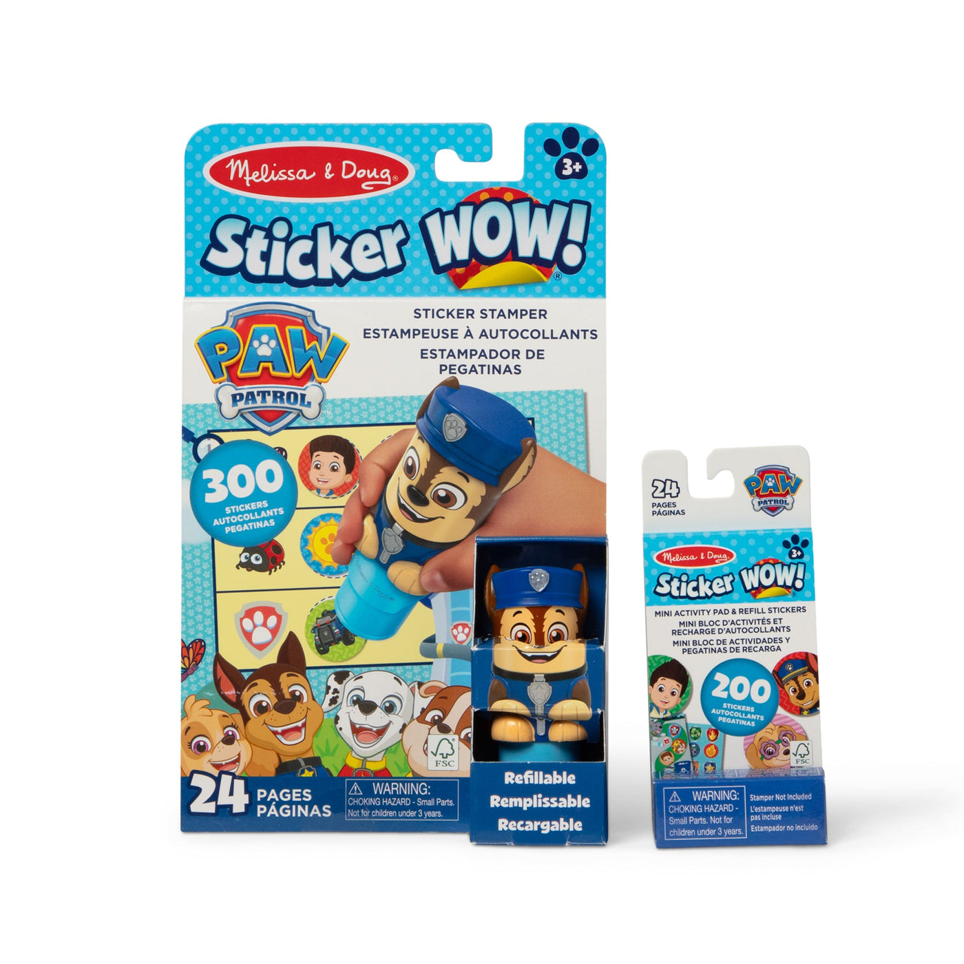 Sticker WOW!™ PAW Patrol Chase Bundle: Activity Pad & Sticker Stamper + Mini Activity Pad and 200 Refill Stickers N8