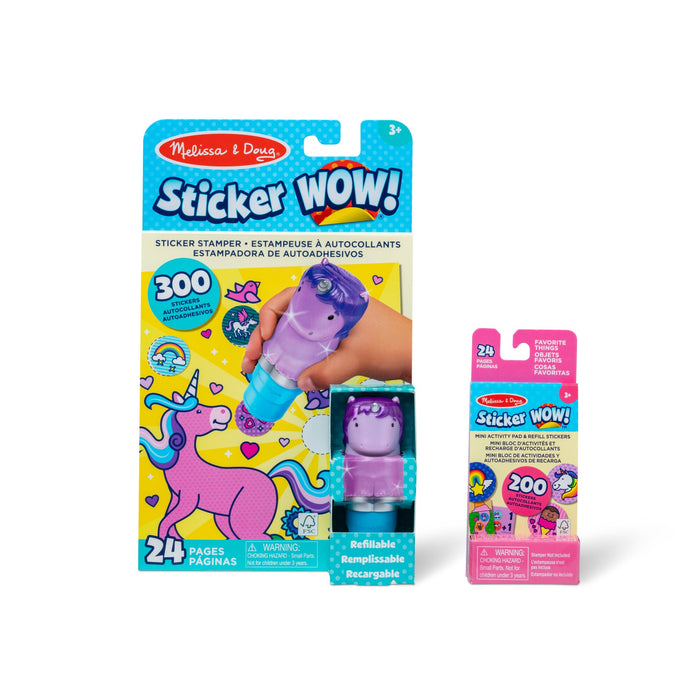 Sticker WOW!™ Purple Unicorn Bundle: Activity Pad & Sticker Stamper + Mini Activity Pad and 200 Refill Stickers Q9