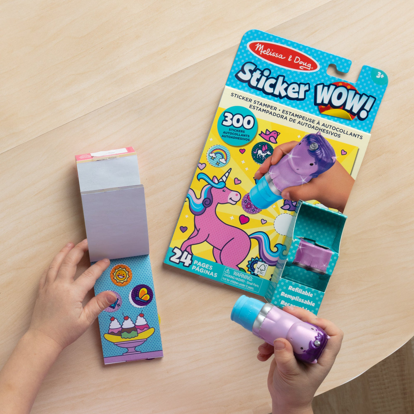 Sticker WOW!™ Purple Unicorn Bundle: Activity Pad & Sticker Stamper + Mini Activity Pad and 200 Refill Stickers Q9