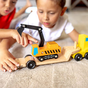 Trailer & Excavator Wooden Vehicles Play Set J5