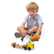 Trailer & Excavator Wooden Vehicles Play Set J5