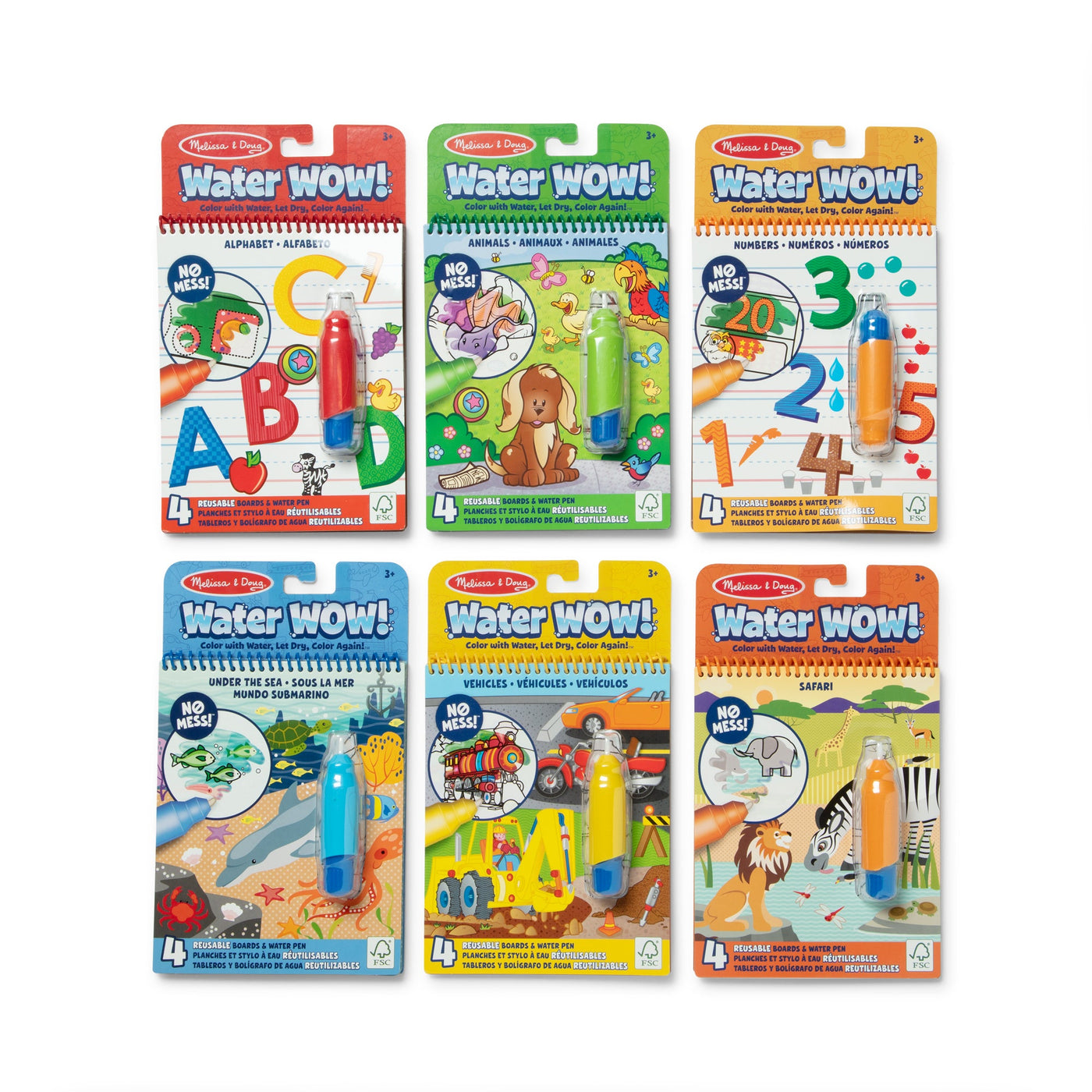 Water WOW! 6-Pack – Animals, Vehicles, Alphabet, Numbers, Safari, Under the Sea B8
