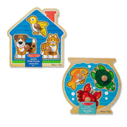 Wooden Jumbo Peg Puzzle 2-Pack: Fish Bowl, House Pets K1