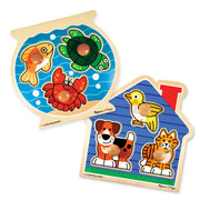 Wooden Jumbo Peg Puzzle 2-Pack: Fish Bowl, House Pets K1