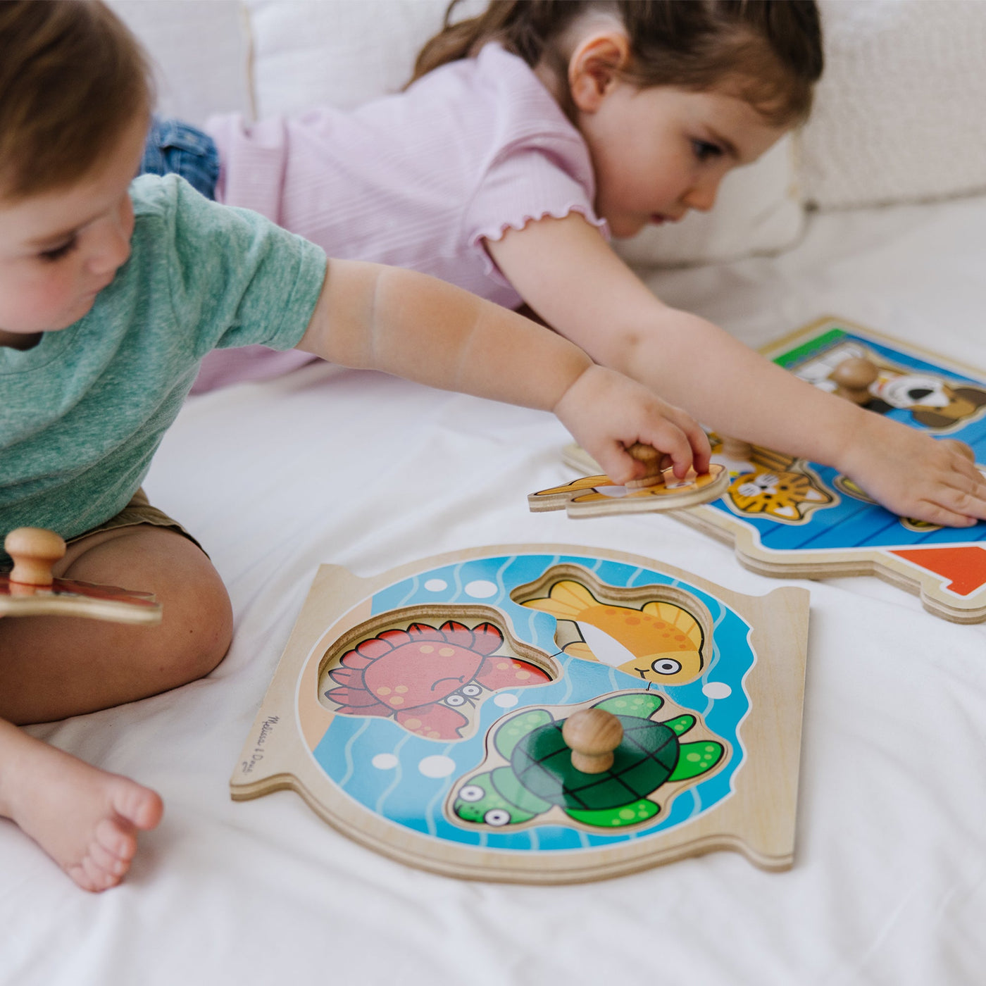 Wooden Jumbo Peg Puzzle 2-Pack: Fish Bowl, House Pets K1