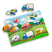 Wooden Peg Puzzle 4-Pack – Vehicles, Farm, Safari, Pets F0