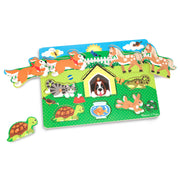Wooden Peg Puzzle 4-Pack – Vehicles, Farm, Safari, Pets F0
