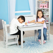 Wooden Table & 2 Chairs - Gray V2