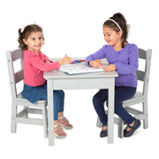 Wooden Table & 2 Chairs - Gray V2