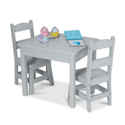 Wooden Table & 2 Chairs - Gray V2