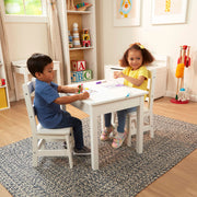 Wooden Table & Chairs - White G6