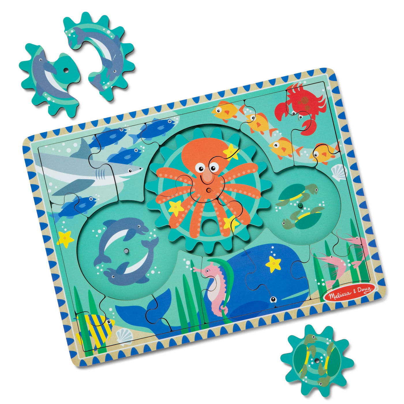 Wooden Underwater Gear Puzzle – 18 Pieces X3