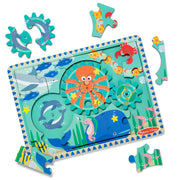 Wooden Underwater Gear Puzzle – 18 Pieces X3
